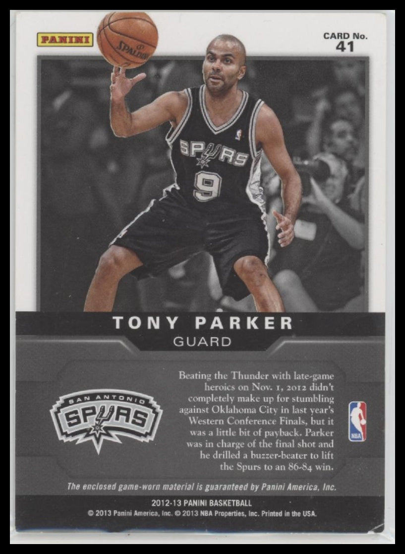 2012-13 Panini Game Jerseys Tony Parker #41