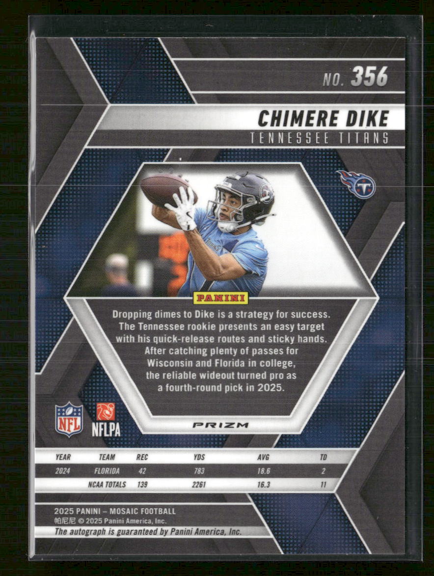 2025 Panini Mosaic Rookie Autographs Mosaic Chimere Dike Rookie Auto #356 - Golden Apple Comics
