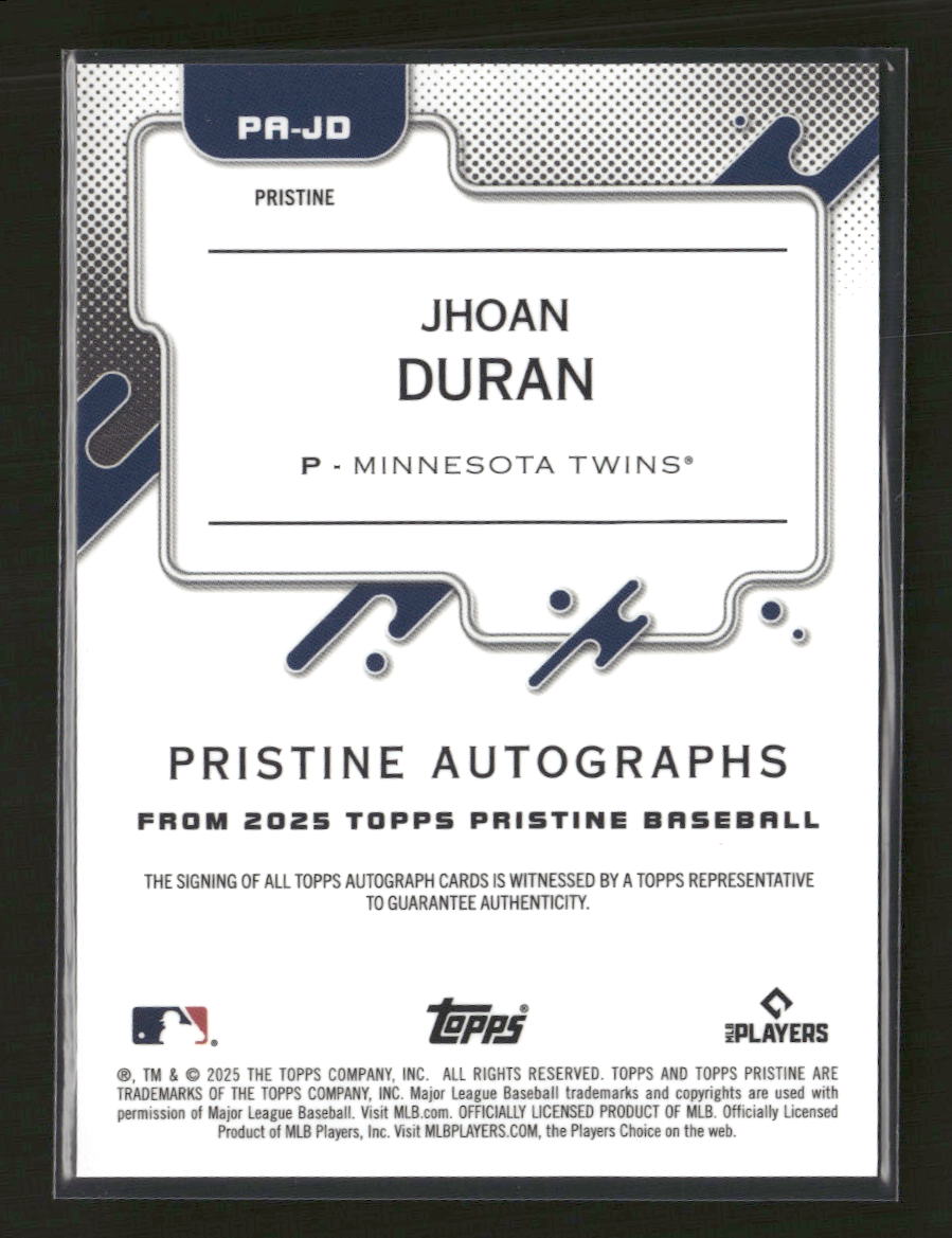 2025 Topps Pristine Pristine Autographs Jhoan Duran Auto #PA-JD - Golden Apple Comics