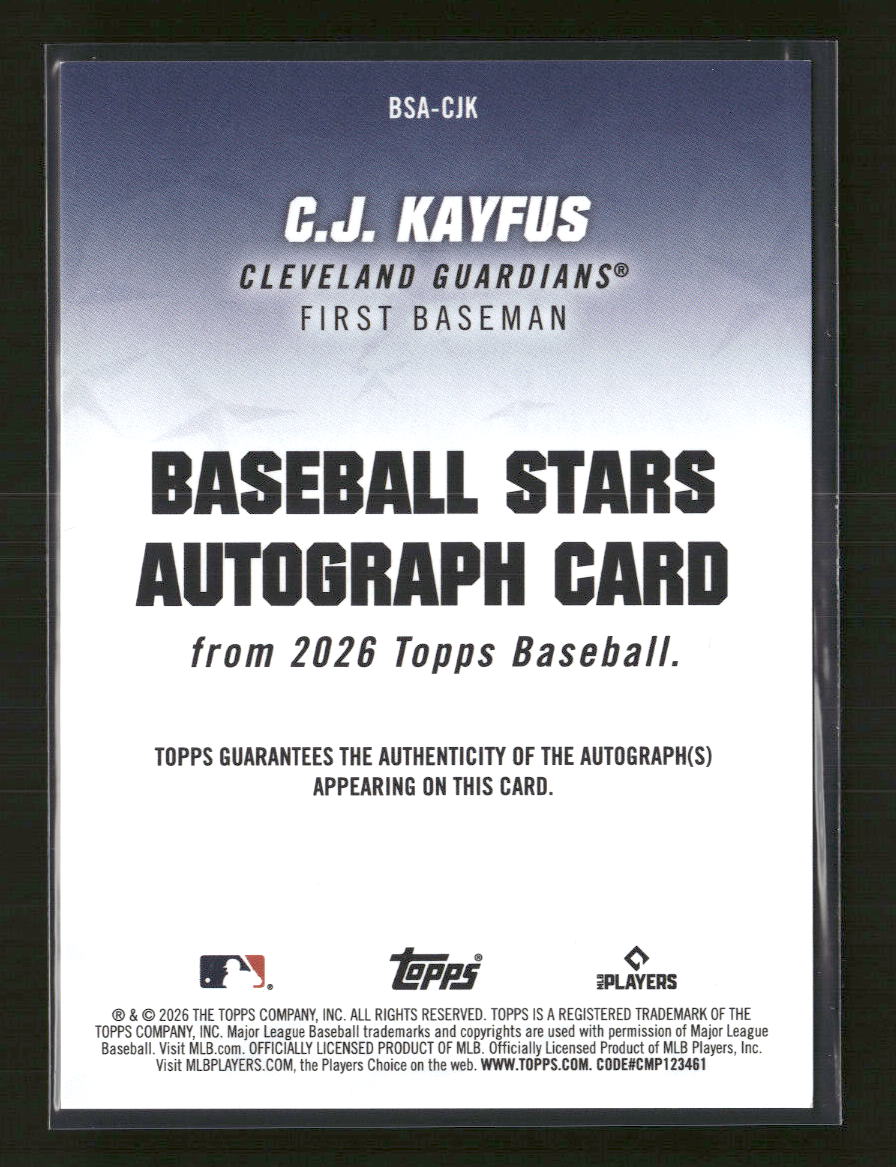 2026 Topps Baseball Stars Autographs (Series One) C.J. Kayfus Auto #BSA-CJK - Golden Apple Comics