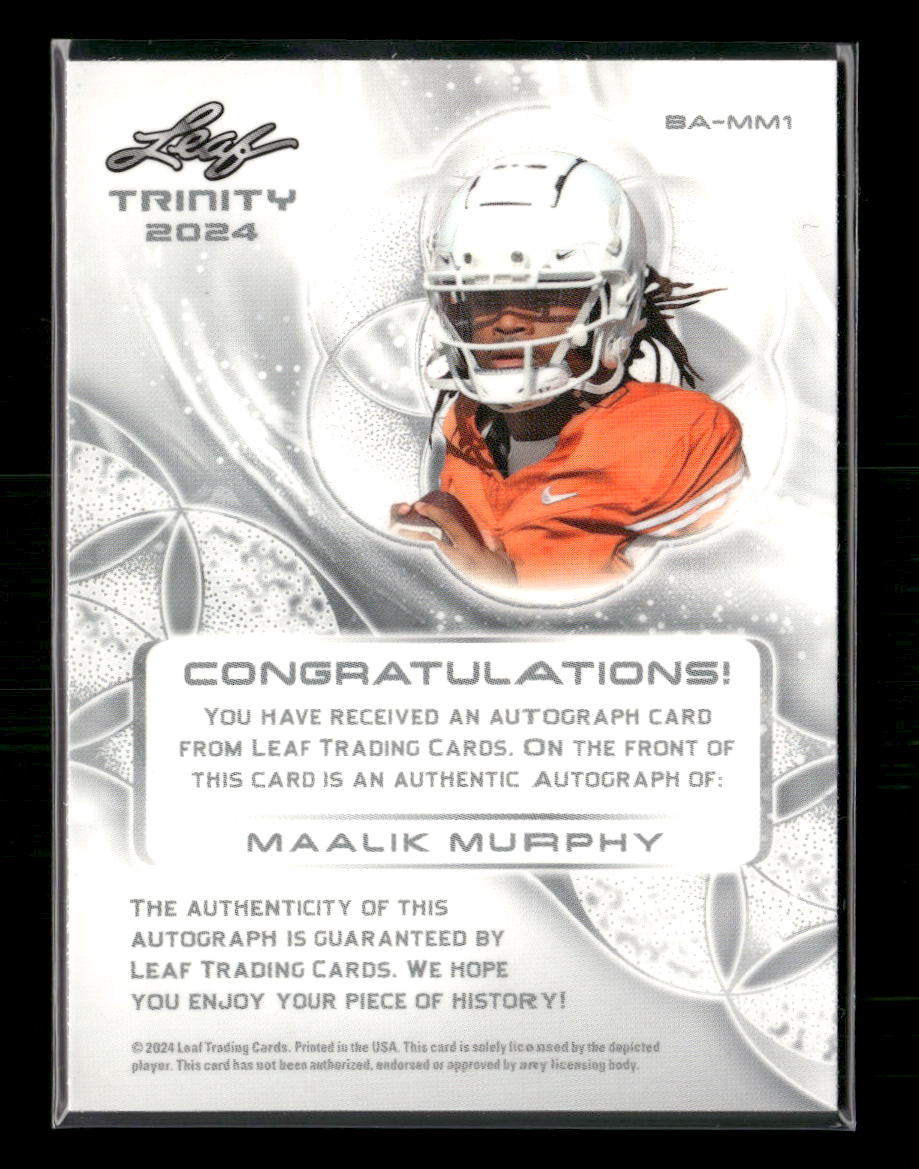 2024 Leaf Trinity - Autographs Silver Maalik Murphy #/3 Auto #BA-MM1 - Golden Apple Comics