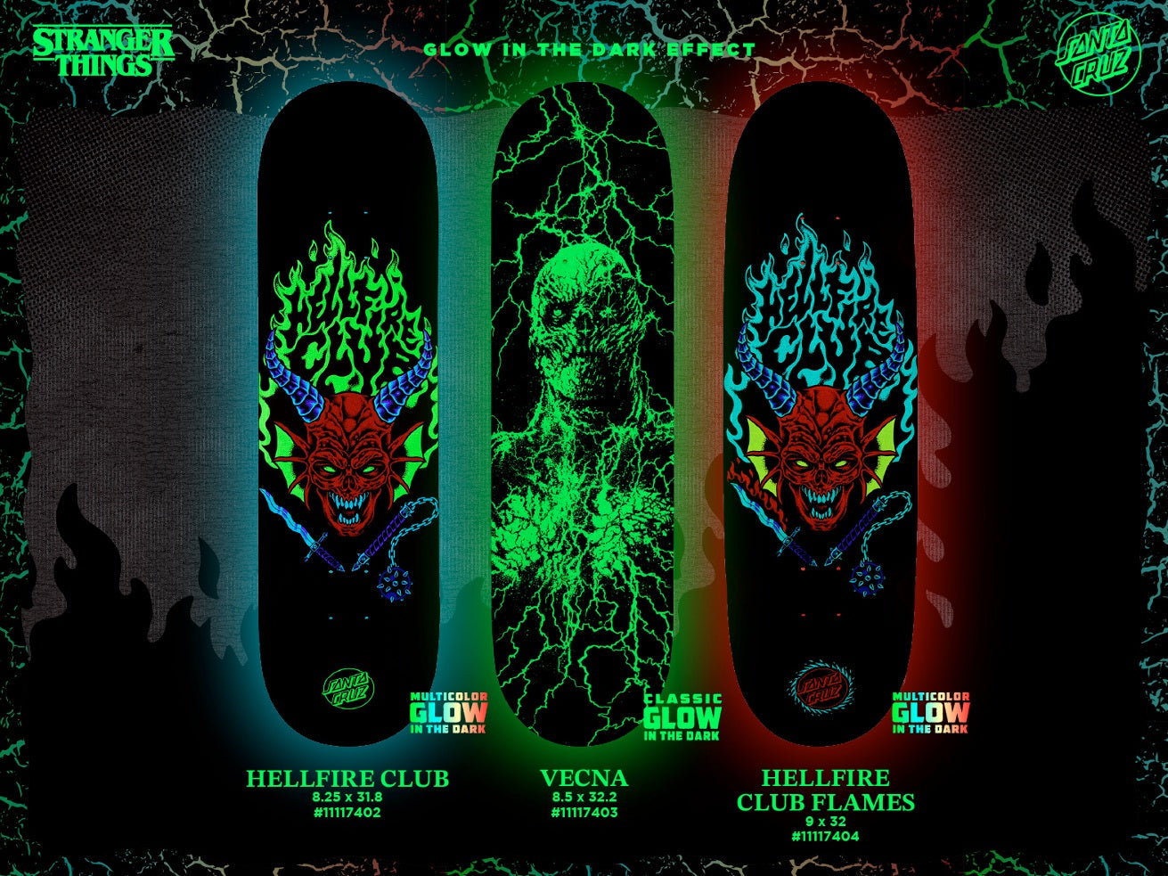 SANTA CRUZ x STRANGER THINGS HELLFIRE CLUB 8.25" COMPLETE SKATEBOARD