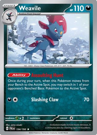 Weavile 134/193 - SV02 Paldea Evolved Holofoil - Golden Apple Comics