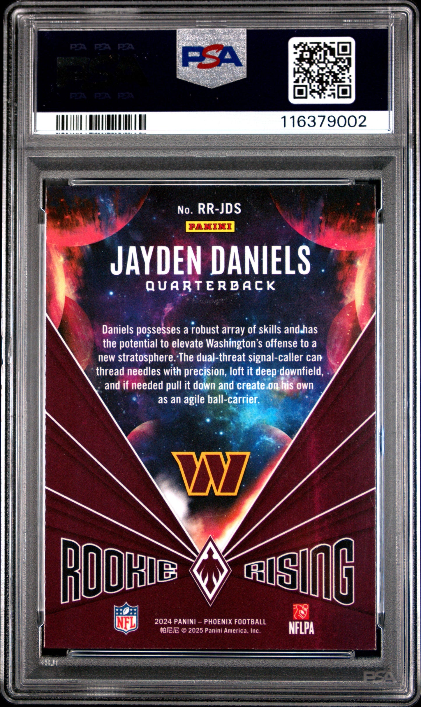 Graded 2024 Panini Phoenix Jayden Daniels #RRJDS Rookie Rising Rookie RC Football Card PSA 10 Gem Mint