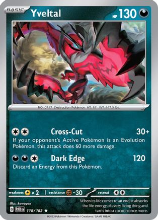 Yveltal 118/182 - SV04 Paradox Rift Holofoil - Golden Apple Comics