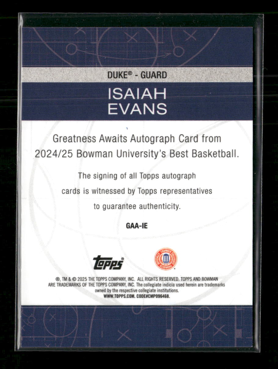 2024-25 Bowman's Best University Autographs Red Geometric Isaiah Evans #/10 Auto - Golden Apple Comics