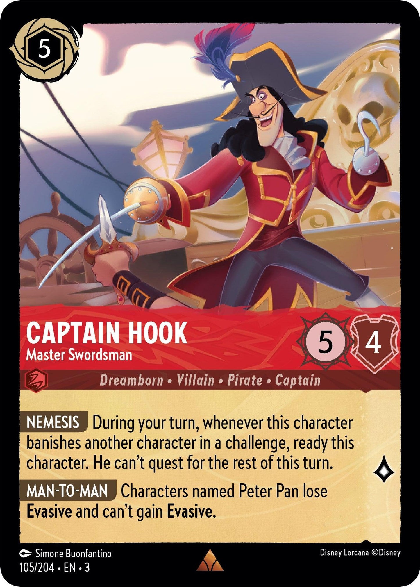 Captain Hook - Master Swordsman (105/204) - Into the Inklands
