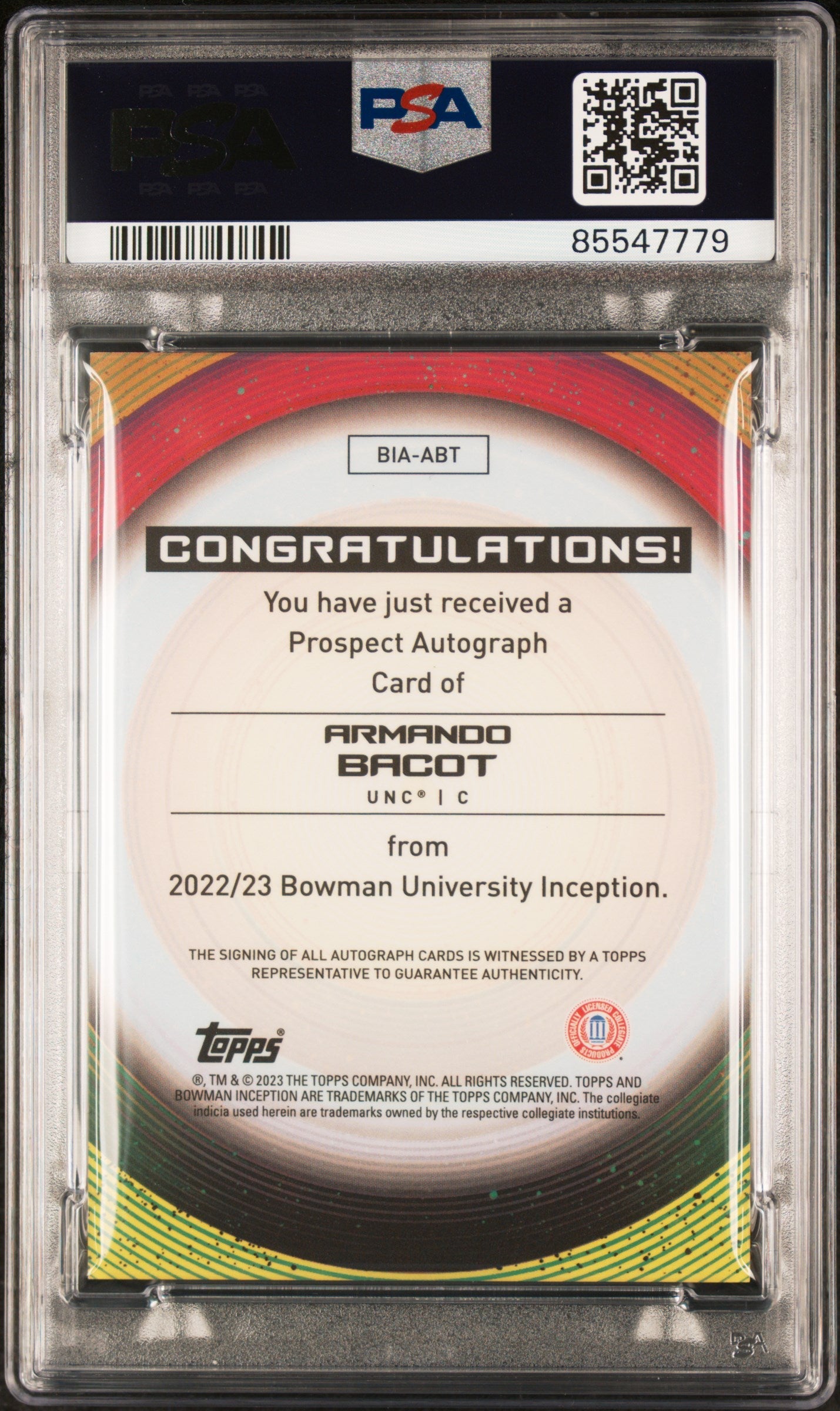 Graded 2022 Topps Bowman U Inception Armando Bacot #ABT Autograph Rookie RC Basketball Card PSA 10 Gem Mint - Golden Apple Comics