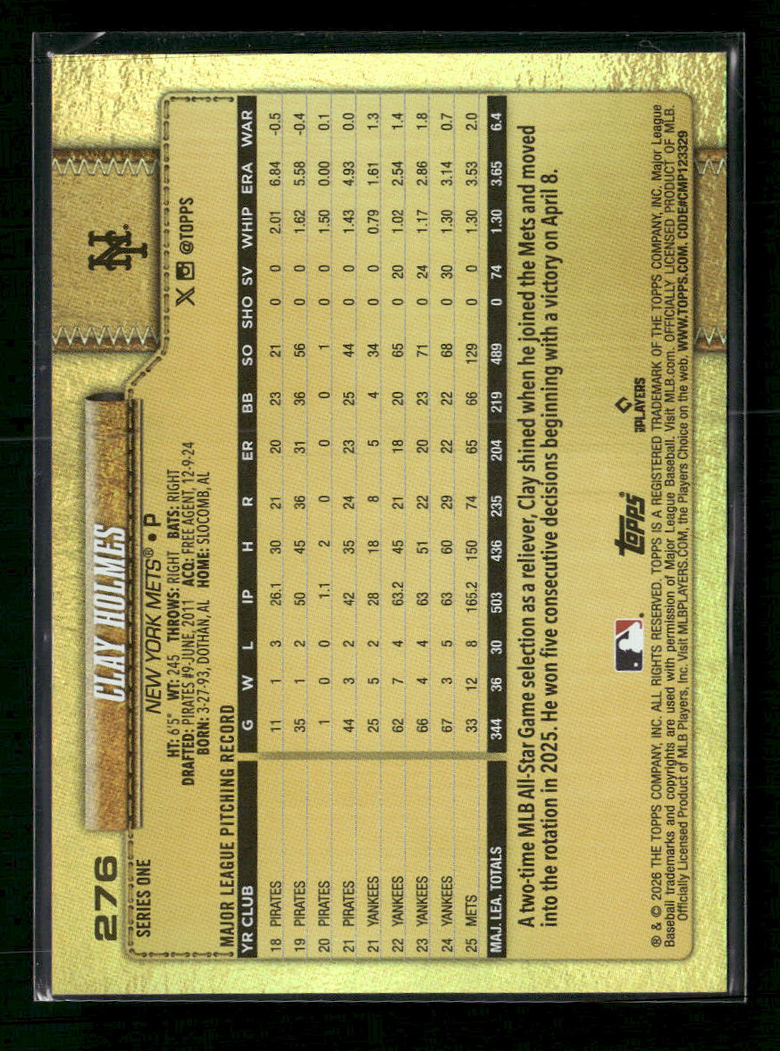 2026 Topps Golden Mirror Variations Clay Holmes #276 - Golden Apple Comics