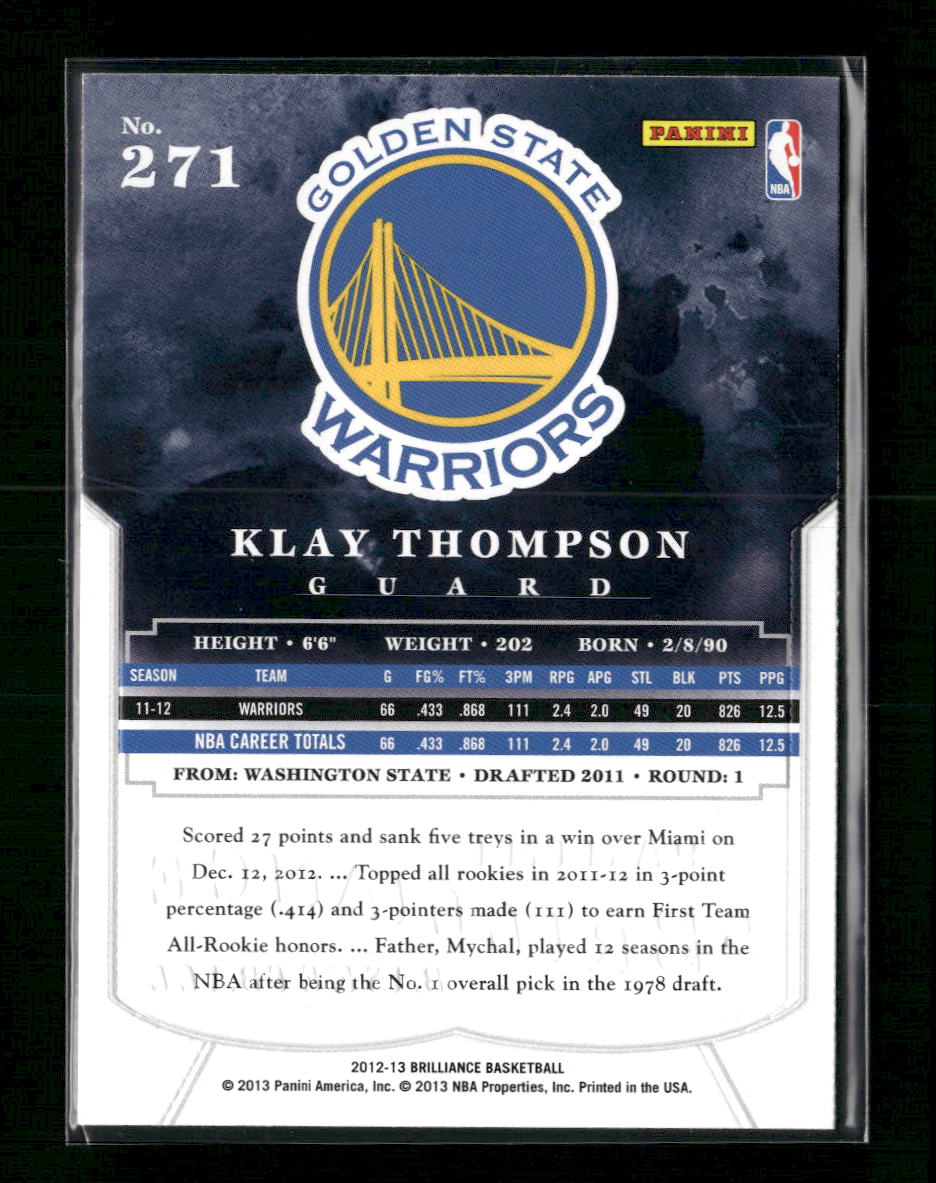 2012-13 Panini Brilliance Klay Thompson Rookie #271 - Golden Apple Comics