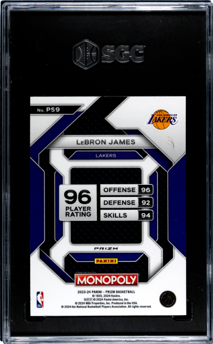 2023-24 Panini Prizm Monopoly All-Star Silver Prizm Lebron James 9.5 SGC #PS9 - Golden Apple Comics