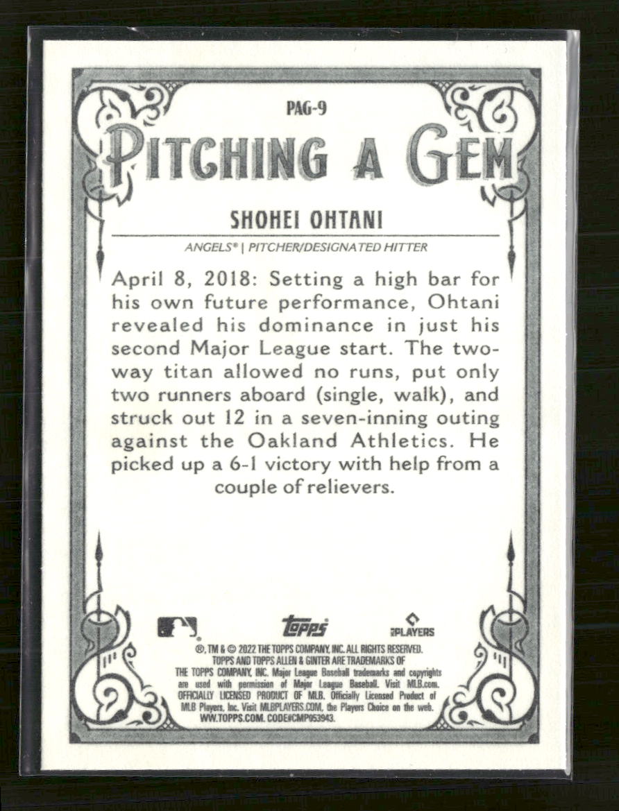 2022 Topps Allen & Ginter Pitching a Gem Shohei Ohtani #PAG-9 - Golden Apple Comics