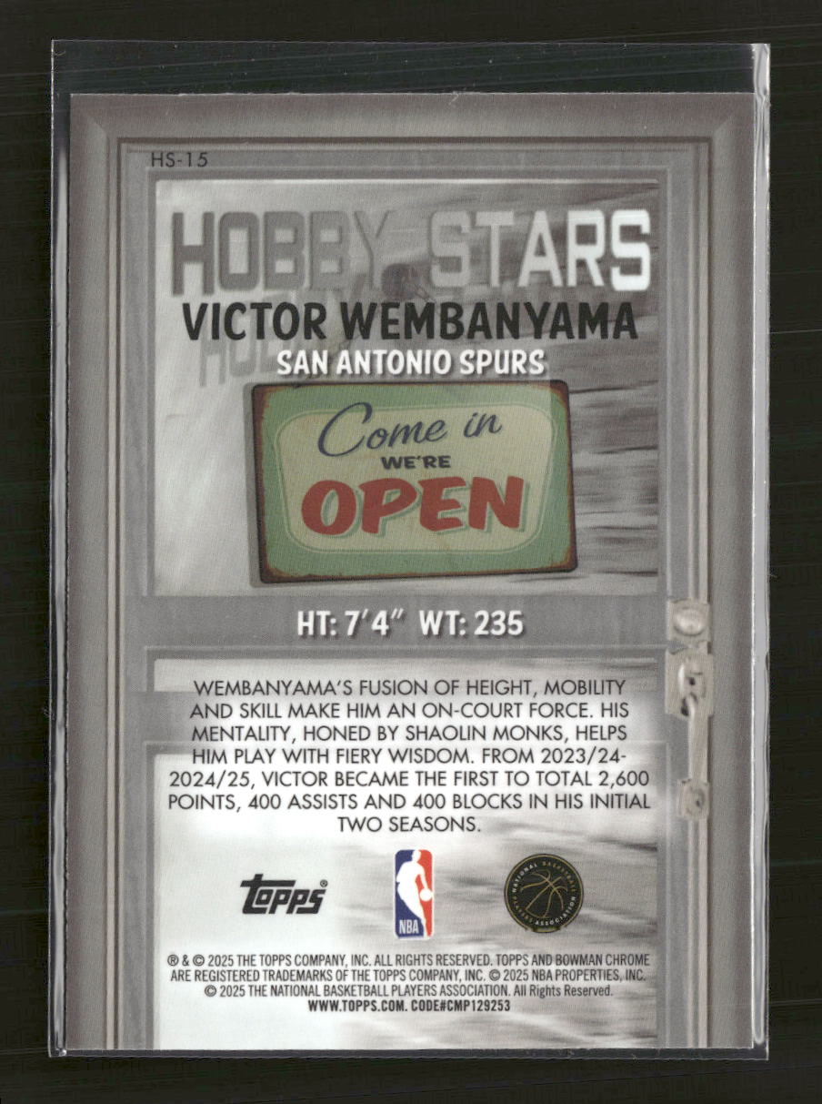2025-26 Bowman Hobby Stars Victor Wembanyama #HS-15 - Golden Apple Comics
