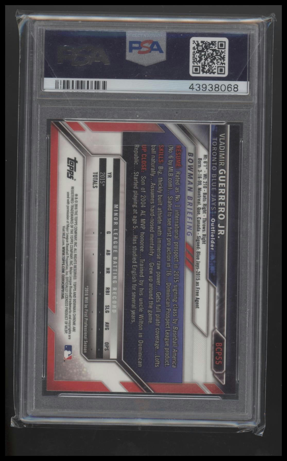2016 Bowman Prospects Chrome Vladimir Guerrero Jr. 9 PSA #BCP55 - Golden Apple Comics