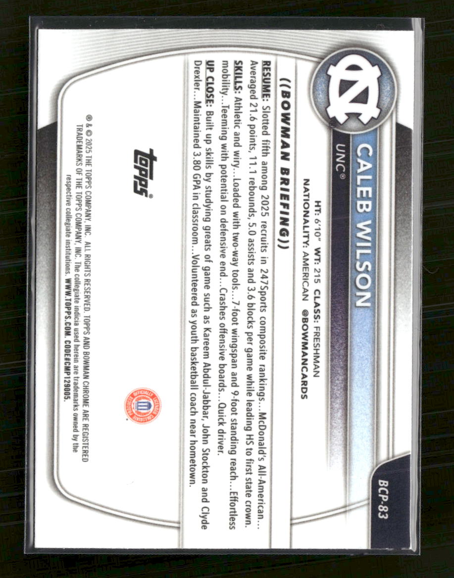 2025-26 Bowman Chrome Prospects Speckle Refractor Caleb Wilson #/299 #BCP-83 - Golden Apple Comics
