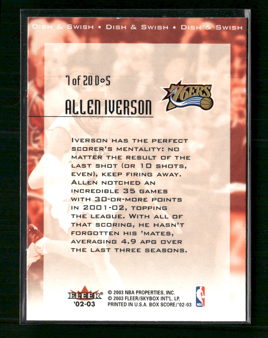 2002-03 Fleer Box Score Dish and Swish Allen Iverson #7 D&S - Golden Apple Comics