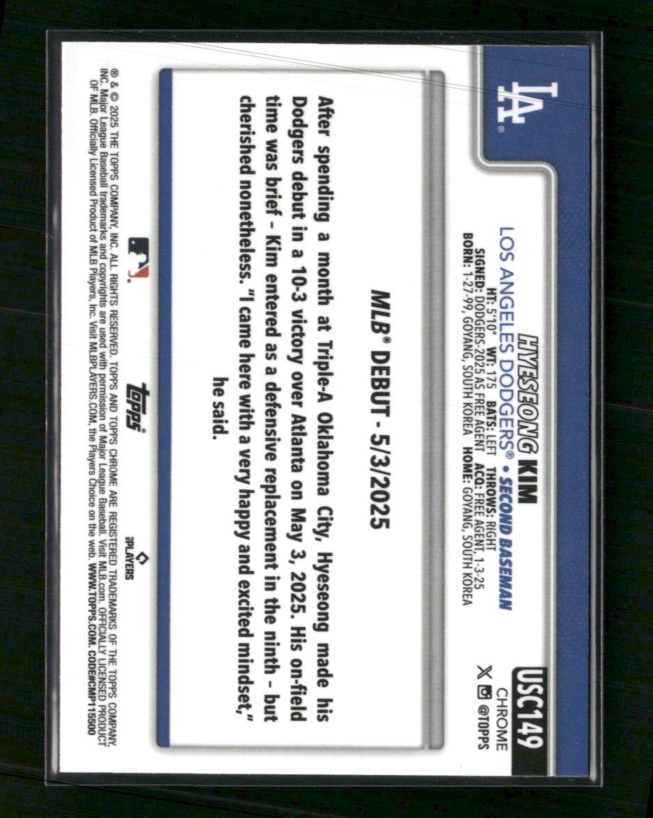 2025 Topps Update Blue Holo Foil Hyeseong Kim #/150 #US312 - Golden Apple Comics