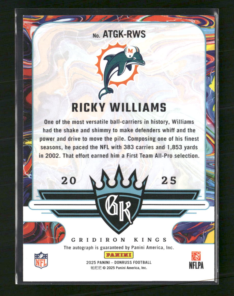 2025 Donruss All-Time Gridiron Kings Auto Ricky Williams #/49 #ATGK-RWS - Golden Apple Comics