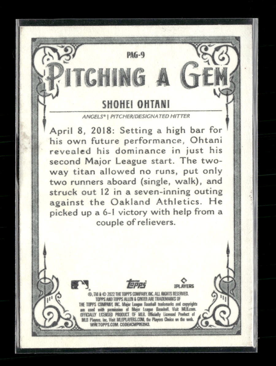 2022 Topps Allen & Ginter Pitching a Gem Shohei Ohtani #PAG-9 - Golden Apple Comics
