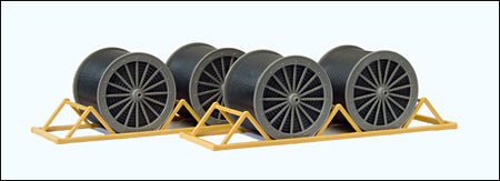 Preiser 17117 HO Scale Cable Drums w/Transport Racks - Kit