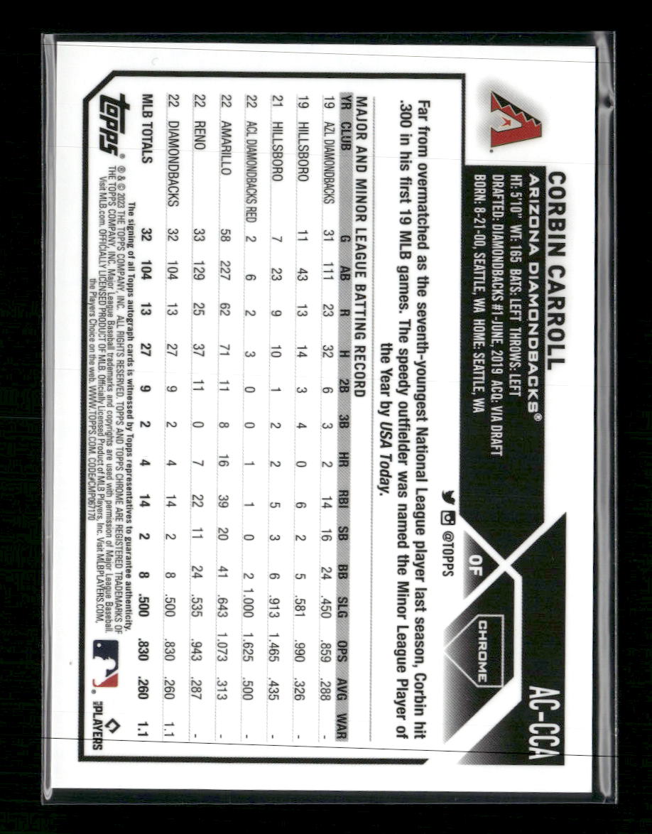 2023 Topps Chrome Update Autographs Corbin Carroll Auto #AC-CCA