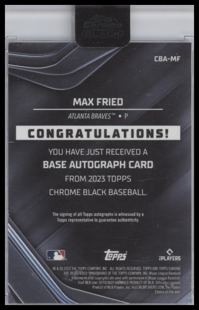2023 Topps Chrome Black Autographs Max Fried Auto #CBA-MF