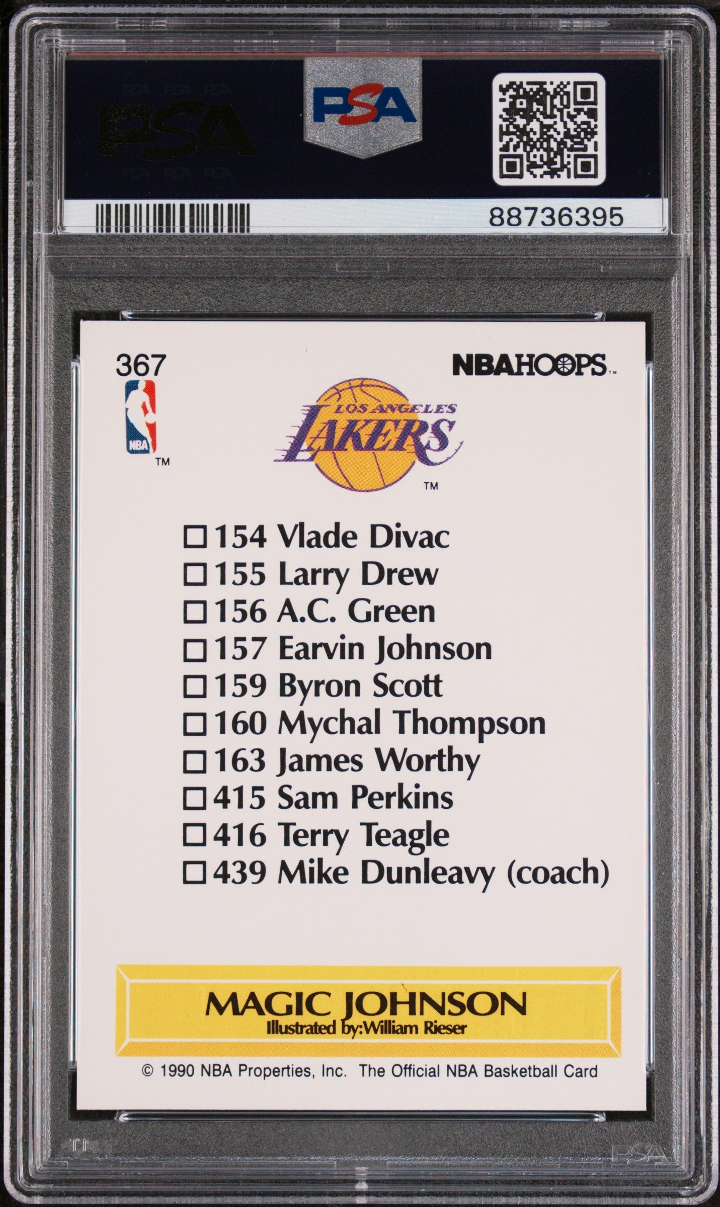 1990 Hoops Team Checklist Magic Johnson 8 PSA #367
