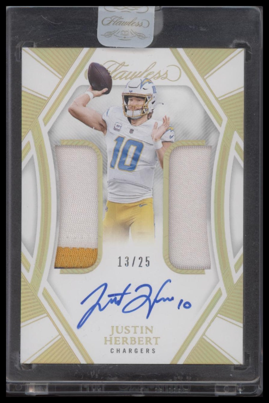 2024 Panini Flawless Dual Patch Autographs Justin Herbert #/25 Auto #D