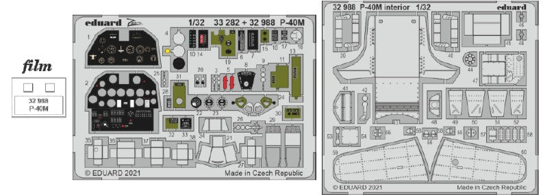 Eduard 32988 1/32 Aircraft- P40M Interior for TSM (Painted)
