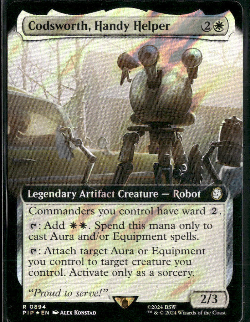 codsworth mtg card UB Fallout Codsworth, Handy Helper (Extended Art) (Surge Foil) #894