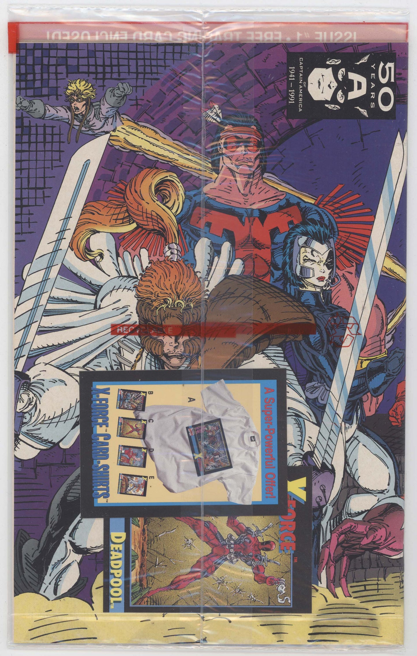 X-Force 1 Marvel 1991 NM Polybag Deadpool Rookie Card Negative UPC Logo