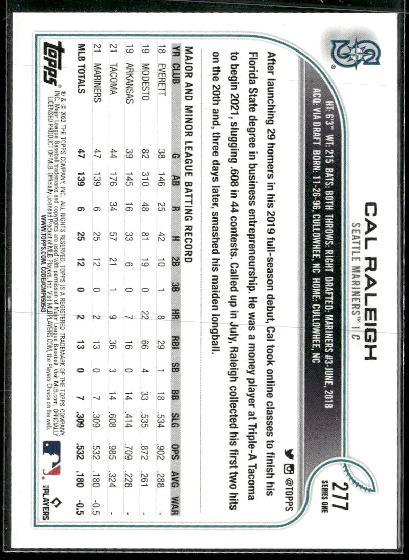 2022 Topps Gold Star Cal Raleigh Rookie #277