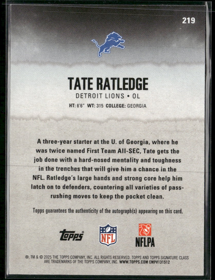 2025 Topps Signature Class Autographs Teal Tate Ratledge Rookie #/225 #219