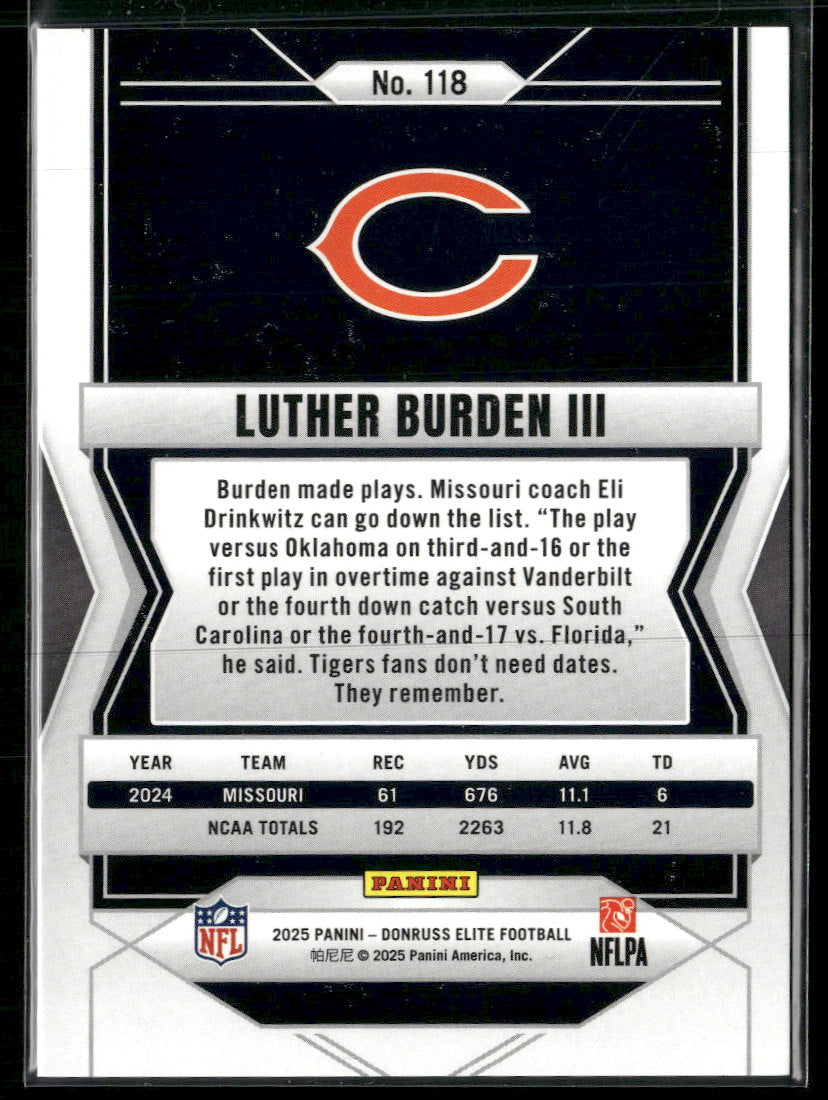 2025 Donruss Elite Status Explosion Luther Burden III Rookie #/999 #118
