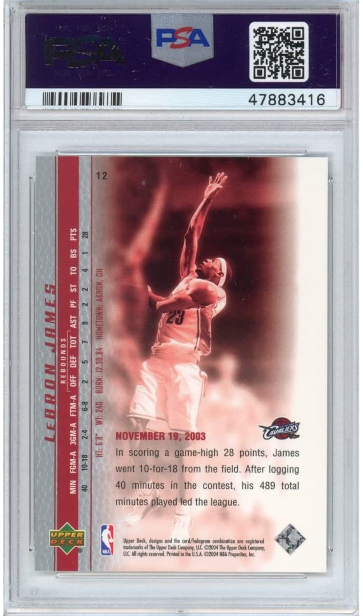 Graded 2003-04 Upper Deck UD LeBron James #12 Phenomenal Beginning Rookie RC Basketball Card PSA 10 Gem Mint