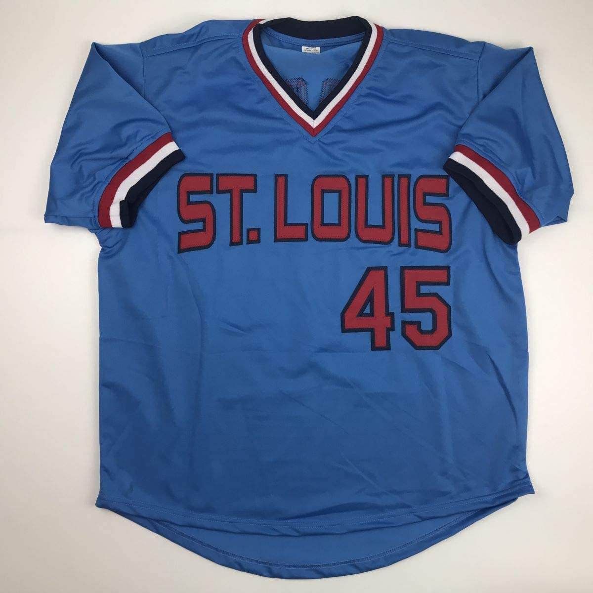 Autographed/Signed Bob Gibson St. Louis Blue Baseball Jersey JSA COA