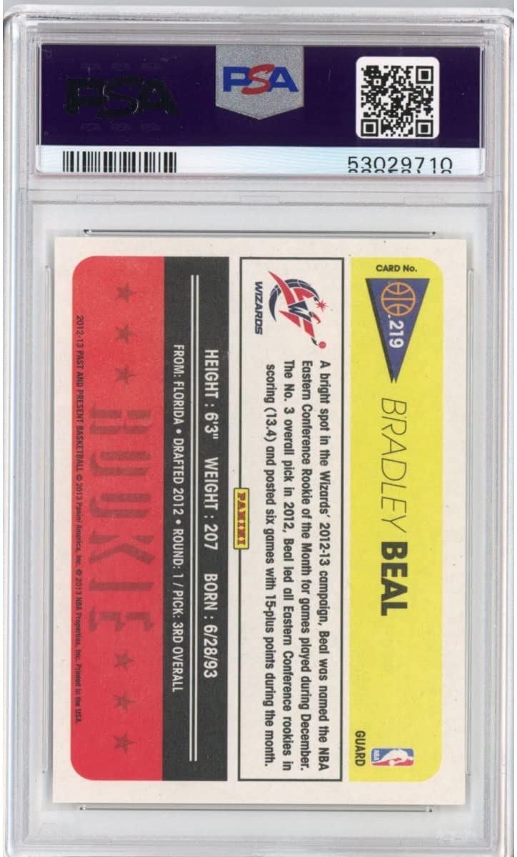 Graded 2012-13 Panini Past & Present Bradley Beal #219 Rookie RC Basketball Card PSA 10 Gem Mint