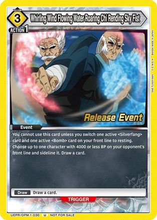 Whirling Wind Flowing Water Roaring Chi Rending Sky Fist (UEPR/OPM-1-030) - UE06BT One Punch Man Release Event Cards