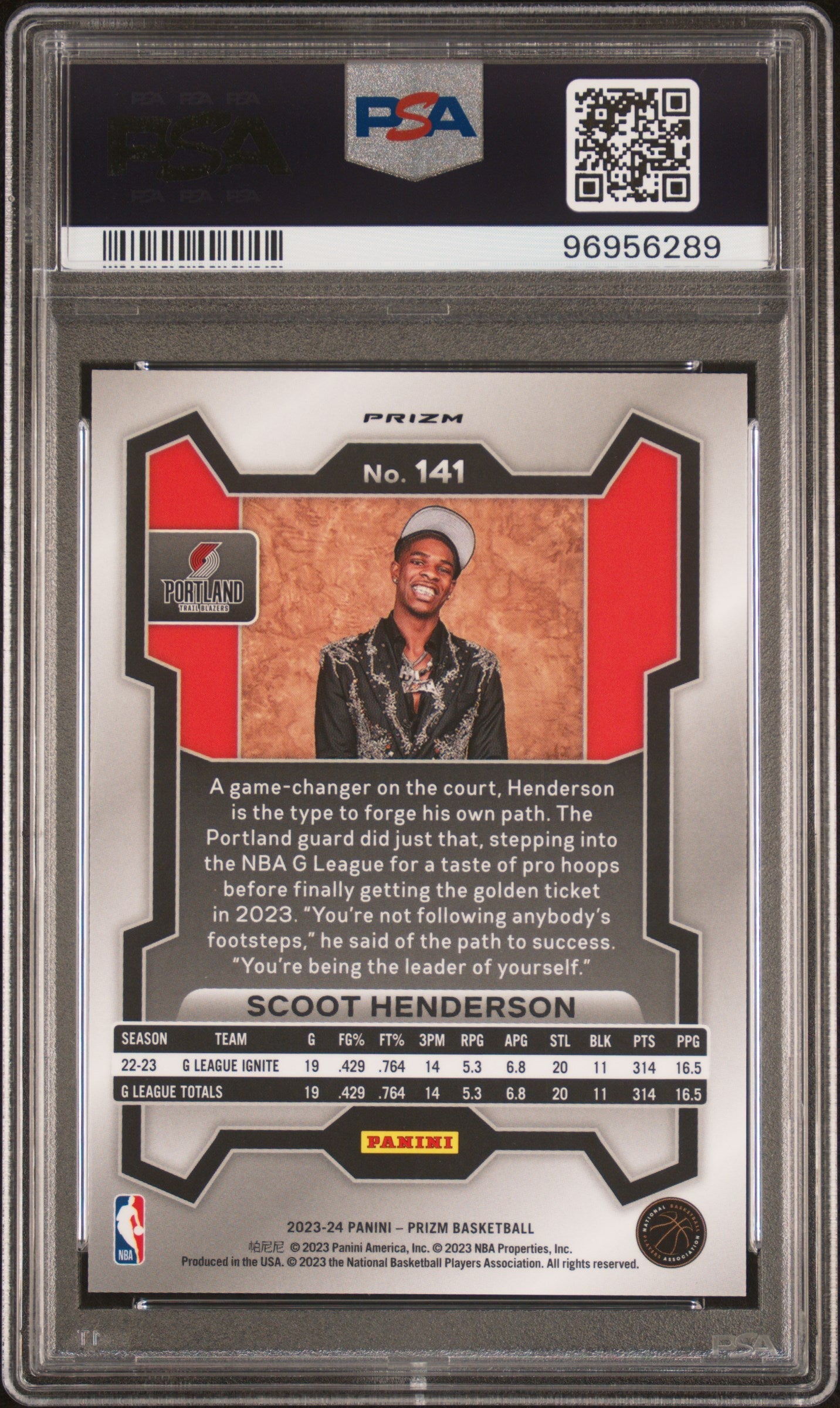 2023 Panini Prizm Variation-Fast Break Scoot Henderson 10 PSA #141