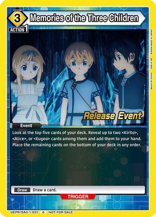 Memories of the Three Children (UEPR/SAO-1-031) - UE07BT Sword Art Online Release Event Cards