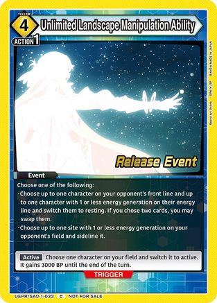 Unlimited Landscape Manipulation Ability (UEPR/SAO-1-033) - UE07BT Sword Art Online Release Event Cards