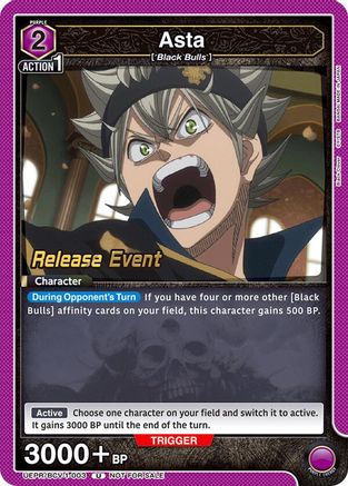 Asta (003) (UEPR/BCV-1-003) - UE08BT Black Clover Release Event Cards