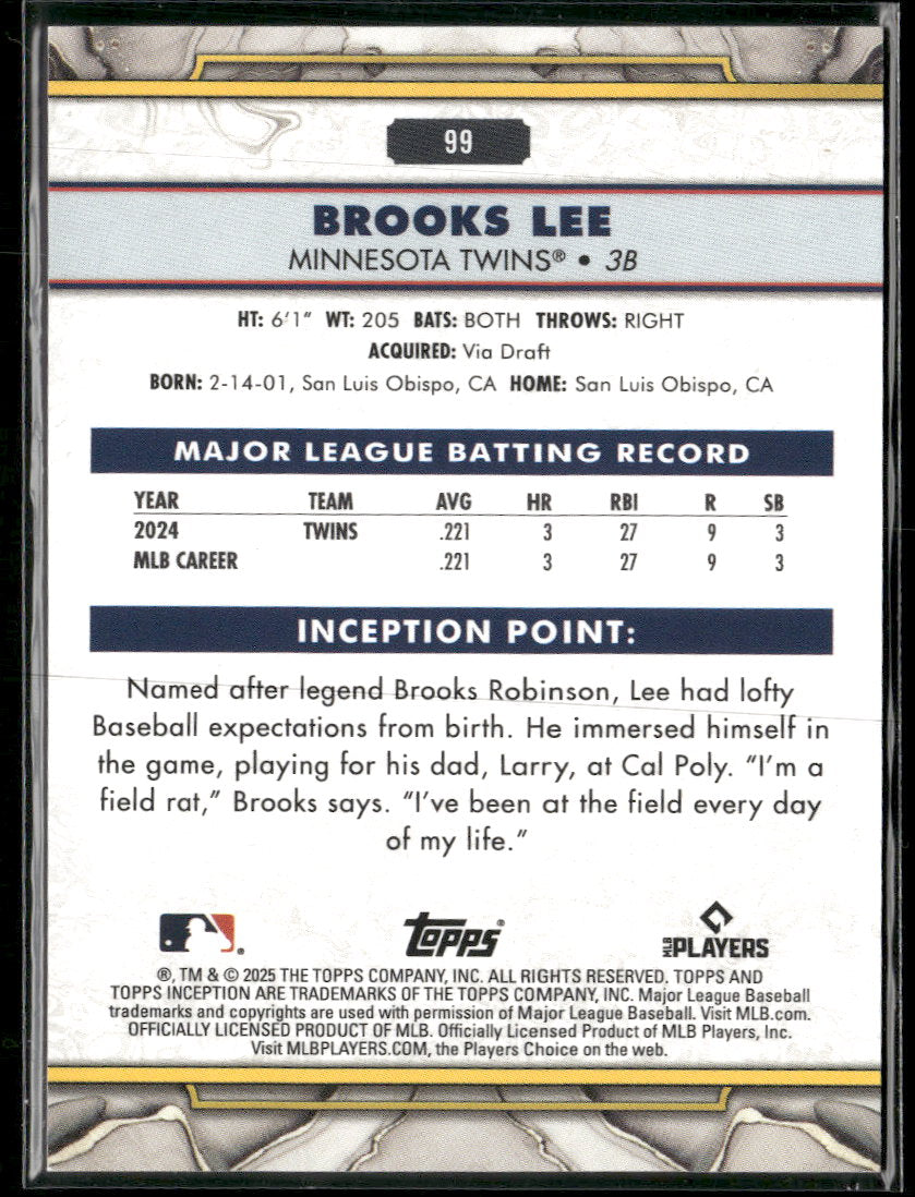 2025 Topps Inception Green Brooks Lee RC #99