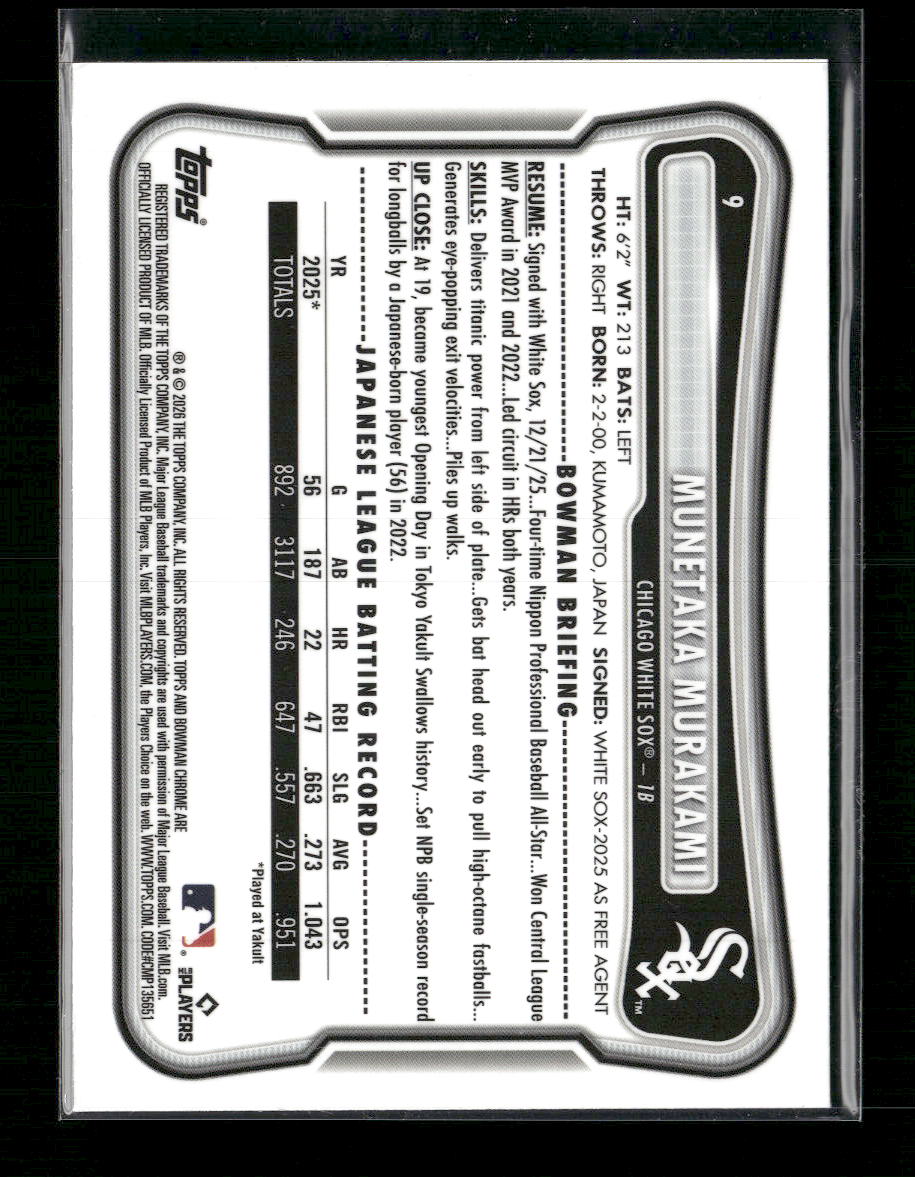 2026 Bowman Chrome Mojo Refractors Munetaka Murakami Rookie #9
