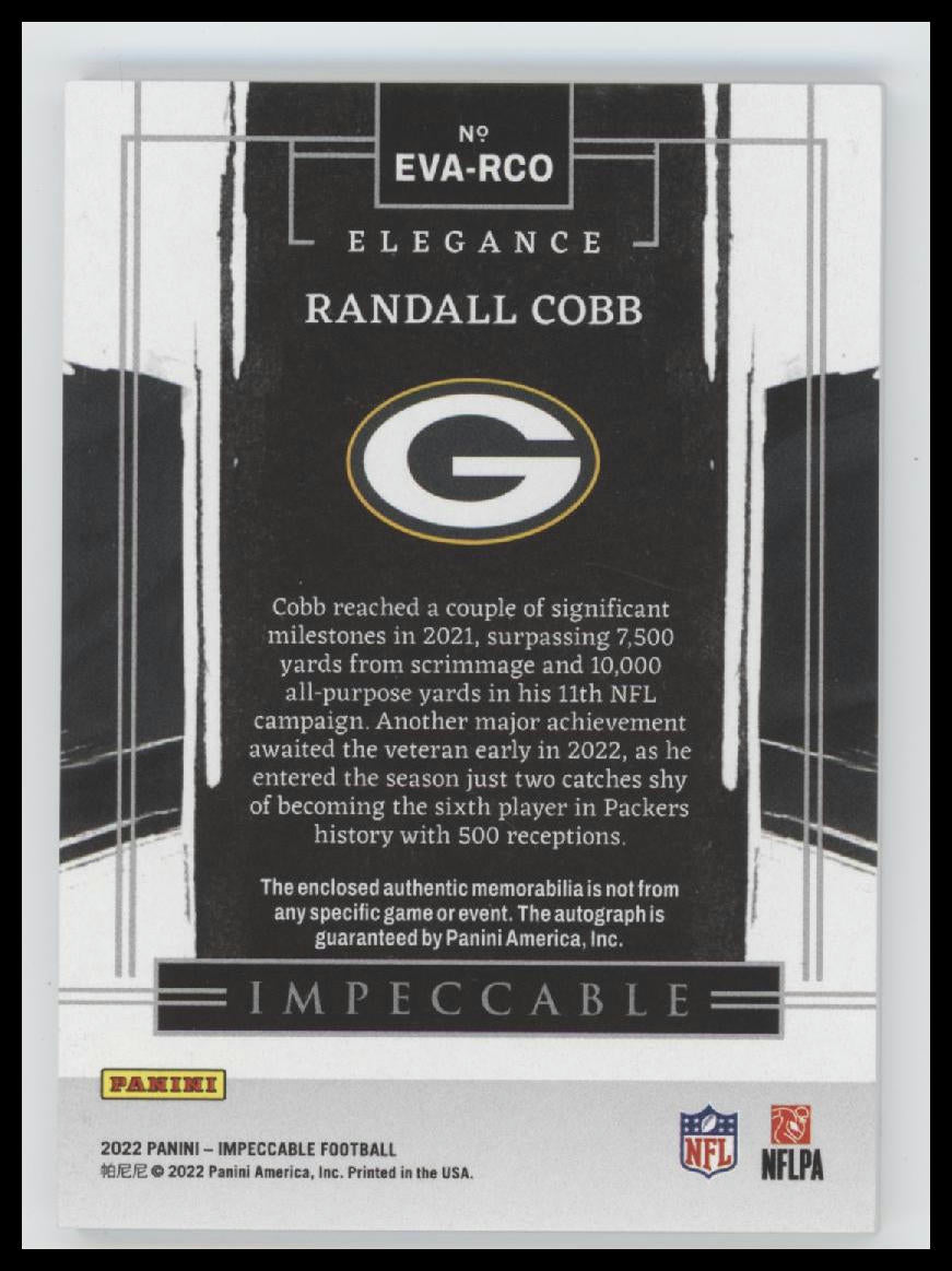 2022 Panini Impeccable Elegance Emerald Randall Cobb #/5 Auto #EVA-RCO