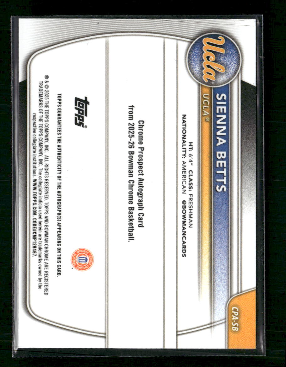 2025 Bowman Chrome Prospects Mojo Refractor Sienna Betts Auto #BCP-13
