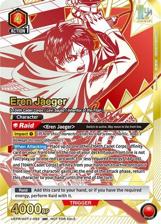 Eren Jaeger (092) (UEPR/AOT-1-092) - Union Arena Promotion Cards Foil