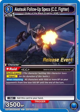 Akatsuki Follow-Up Specs (C.C. Fighter) (UEPR/CGH-2-025) - UEX03BT CODE GEASS Lelouch of the Rebellion Vol2 Release Event Cards