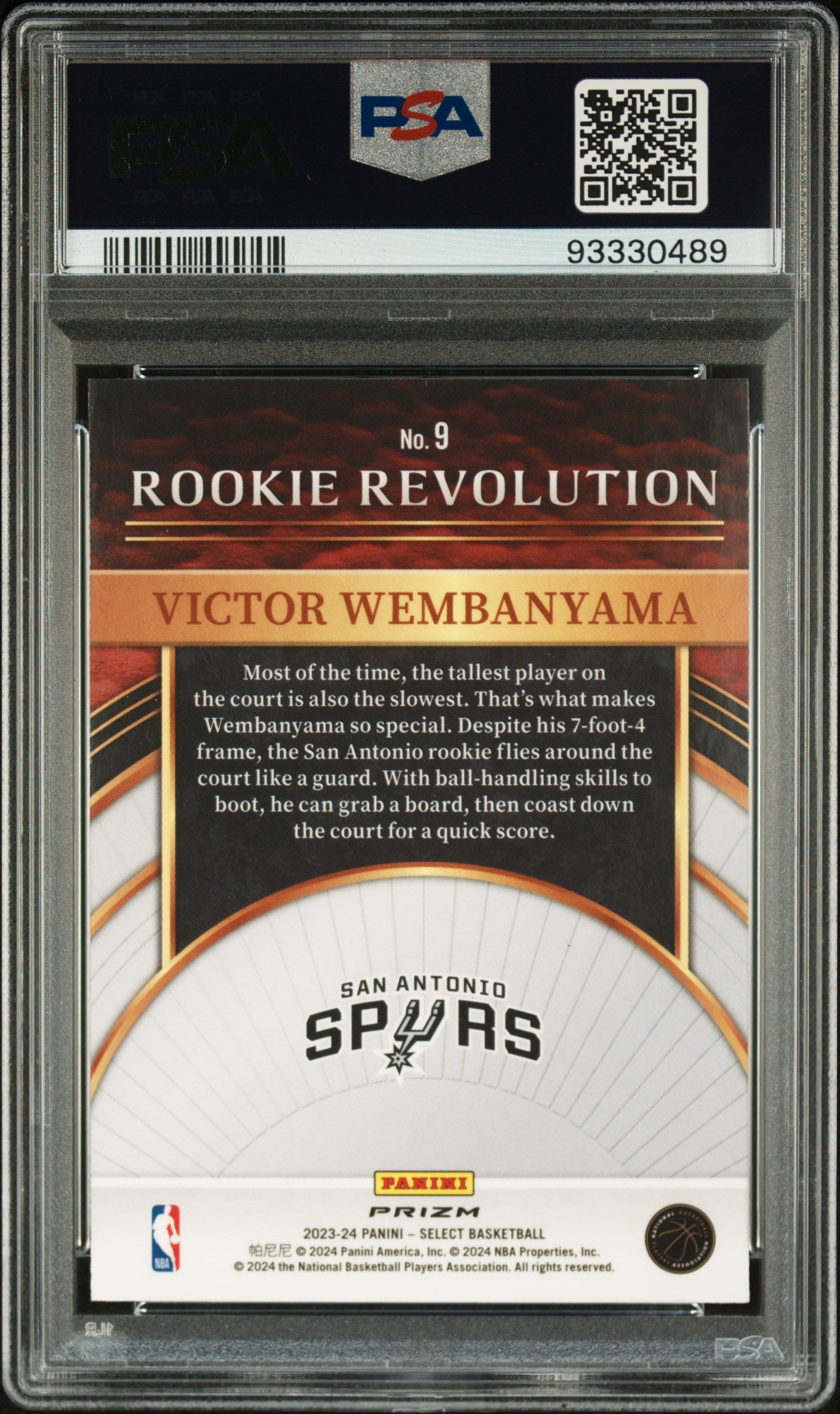 2023 Panini Select Rookie Revolution Green Prizm Victor Wembanyama 10 PSA #9