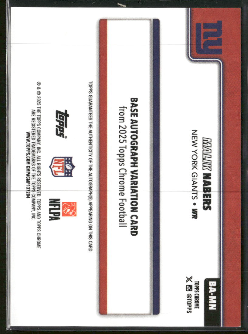 2025 Topps Chrome Auto Green Geometric Refractor Malik Nabers #/99 #BA-MN